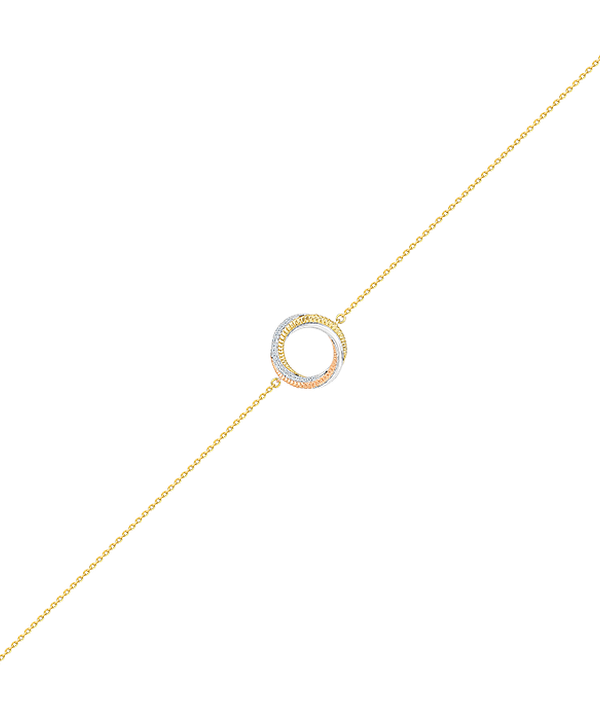 Trio 18k Yellow Rose And White Gold Bracelet With Diamonds