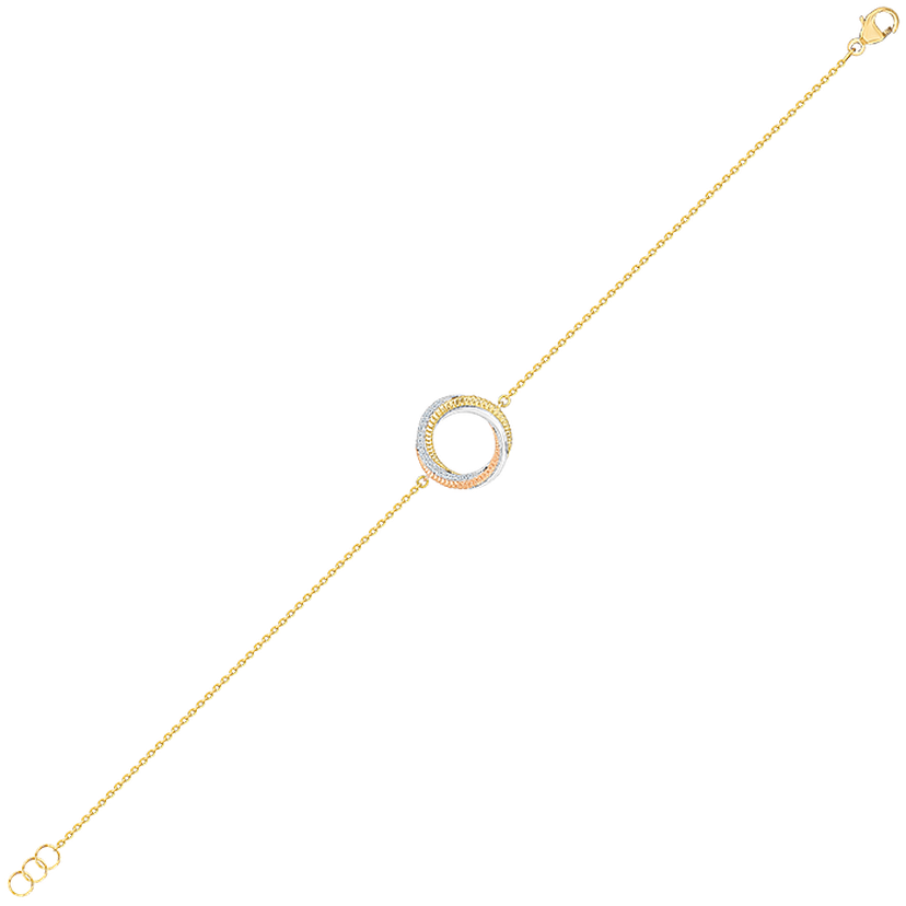 Trio 18k Yellow Rose And White Gold Bracelet With Diamonds