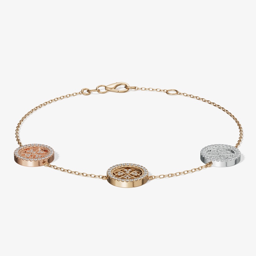 Lace Oria 18k Yellow White And Rose Gold Bracelet