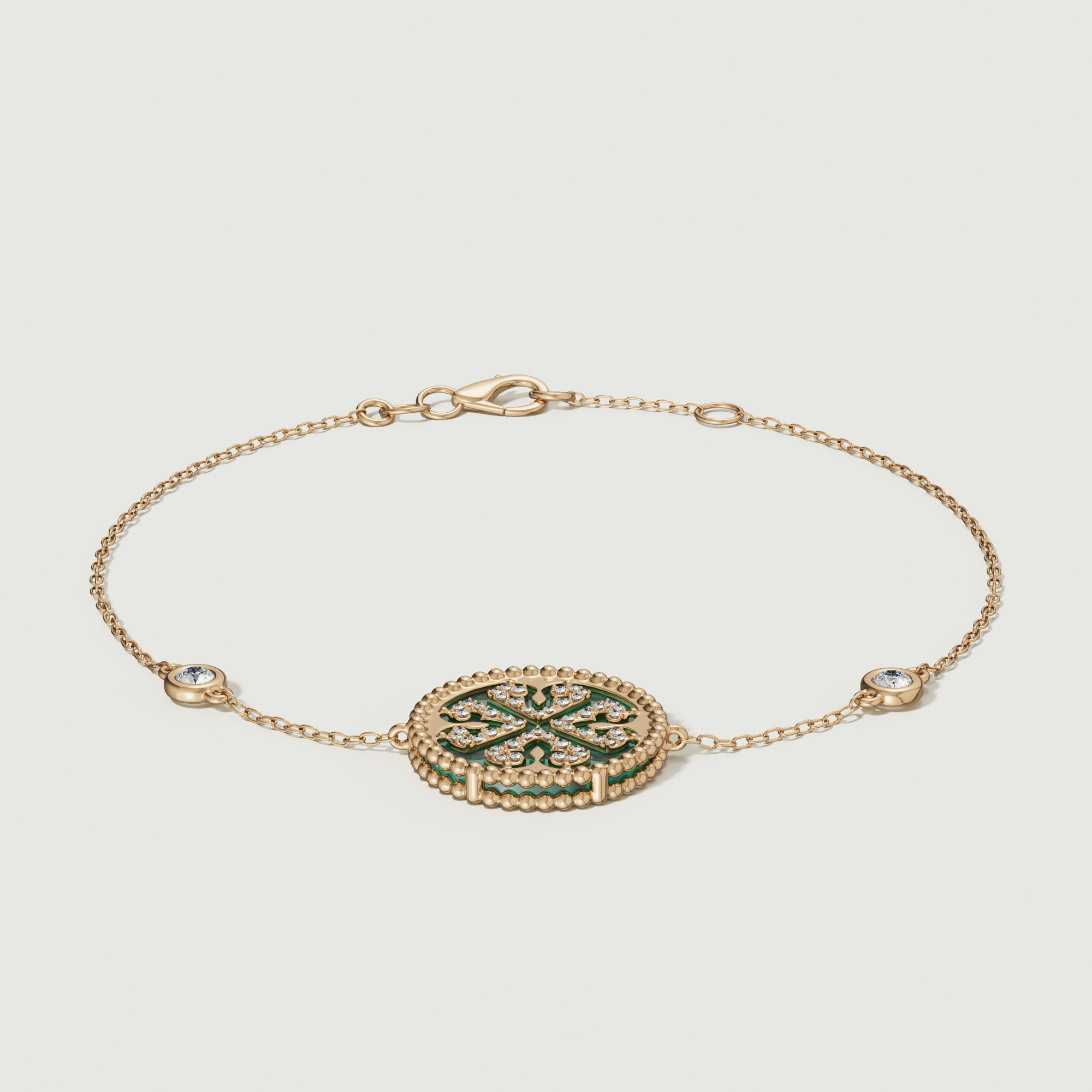 Phase1 Diamond Bracelet in 18K Yellow Gold & malachite