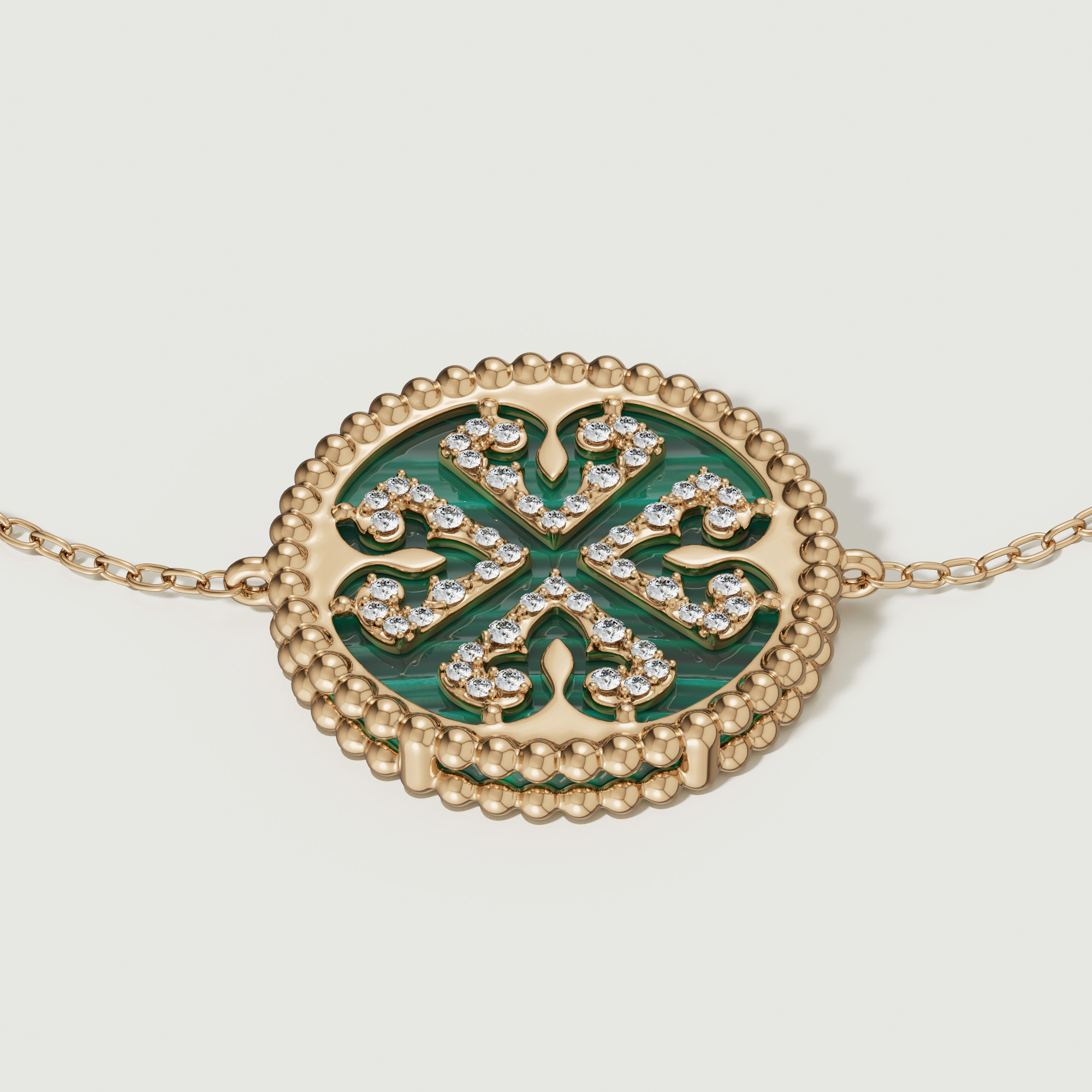 Phase1 Diamond Bracelet in 18K Yellow Gold & malachite