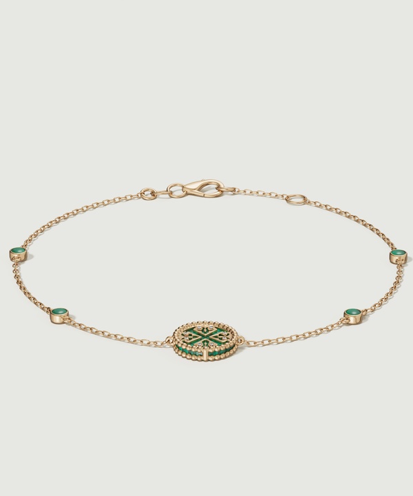 Lace Petite Yellow Gold Diamond Bracelet With Malachite