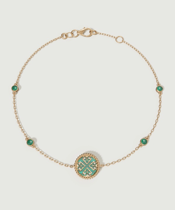 Lace Petite Yellow Gold Diamond Bracelet With Malachite