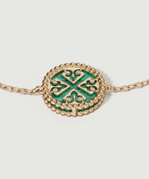 Lace Petite Yellow Gold Diamond Bracelet With Malachite