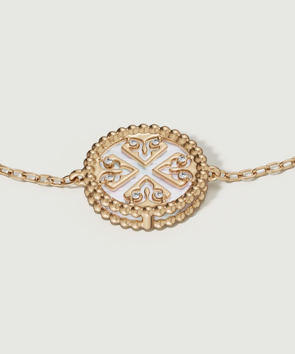 Lace Petite Yellow Gold Diamond Bracelet With Mother Of Pearl