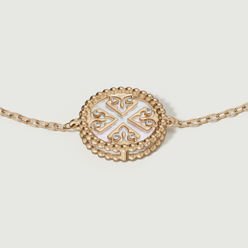 Lace Petite Yellow Gold Diamond Bracelet With Mother Of Pearl