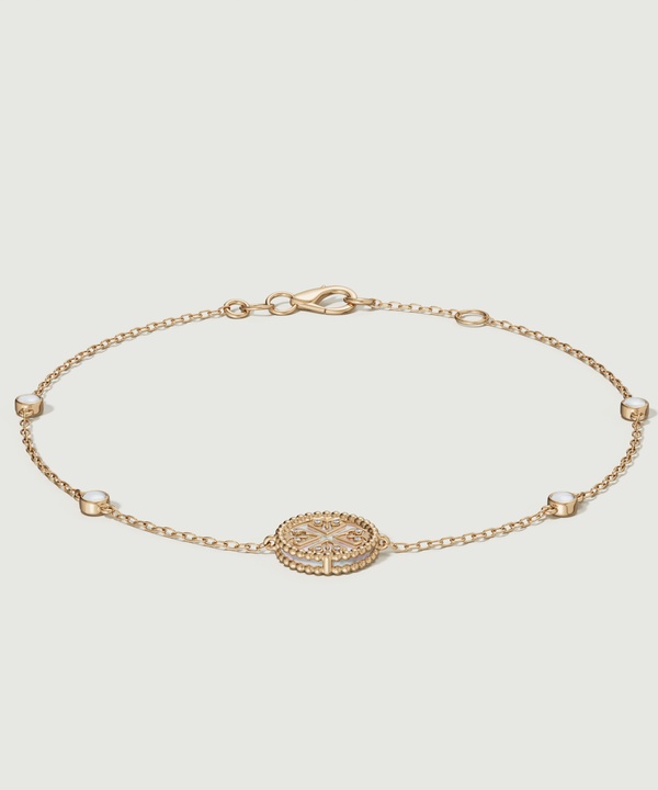 Lace Petite Yellow Gold Diamond Bracelet With Mother Of Pearl