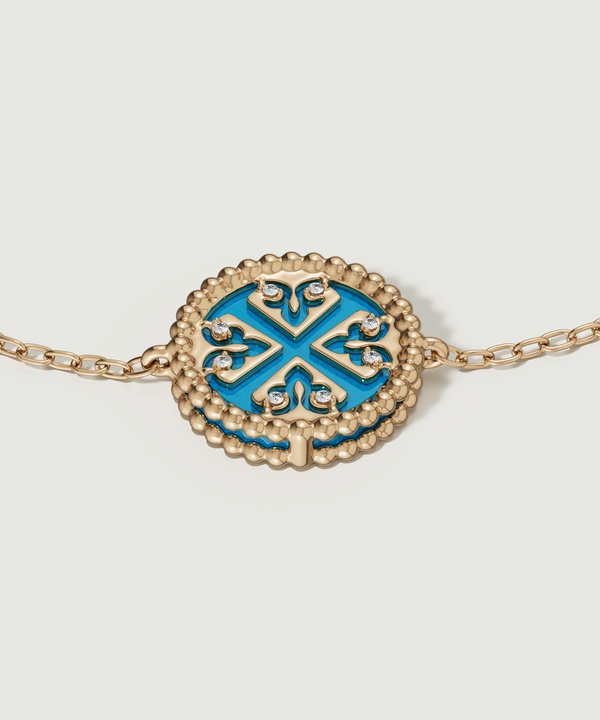 Lace Petite Yellow Gold Diamond Bracelet With Condensed Turquoise