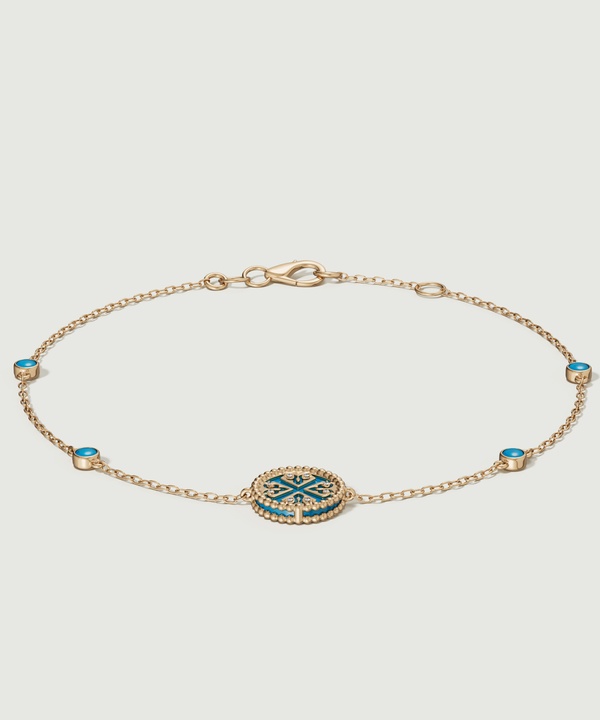 Lace Petite Yellow Gold Diamond Bracelet With Condensed Turquoise