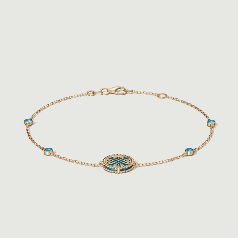 Lace Petite Yellow Gold Diamond Bracelet With Condensed Turquoise