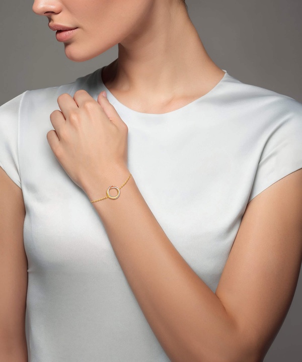 Trio 18k Yellow Rose And White Gold Bracelet With Diamonds