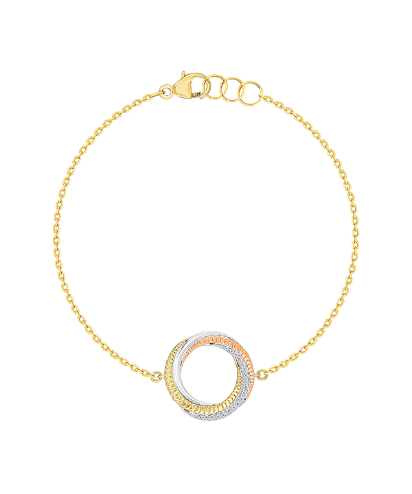 Trio 18k Yellow Rose And White Gold Bracelet With Diamonds