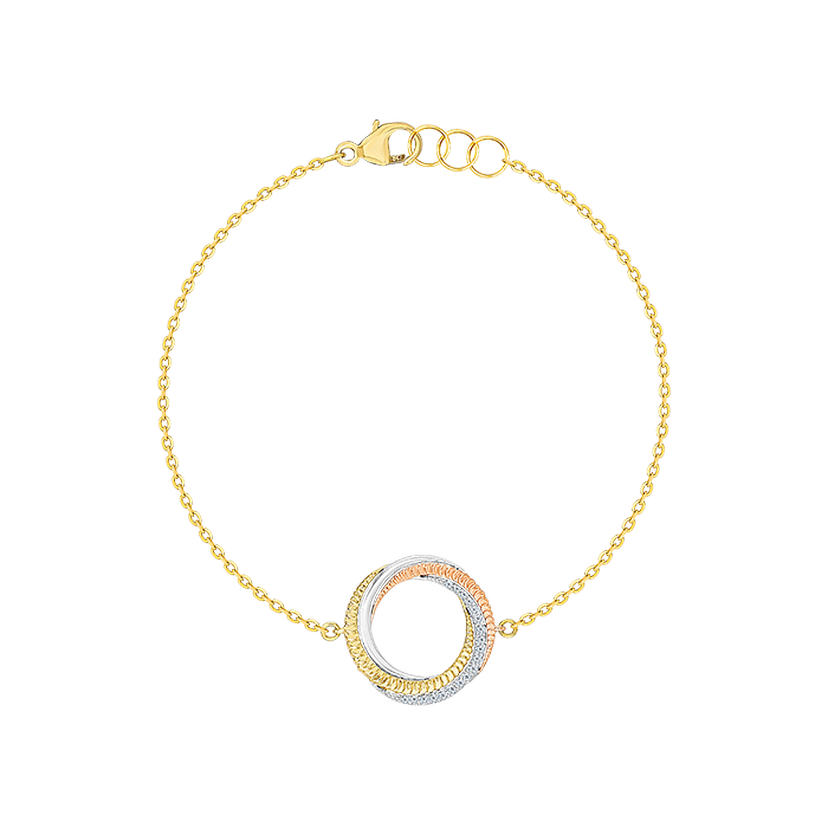 Trio 18k Yellow Rose And White Gold Bracelet With Diamonds