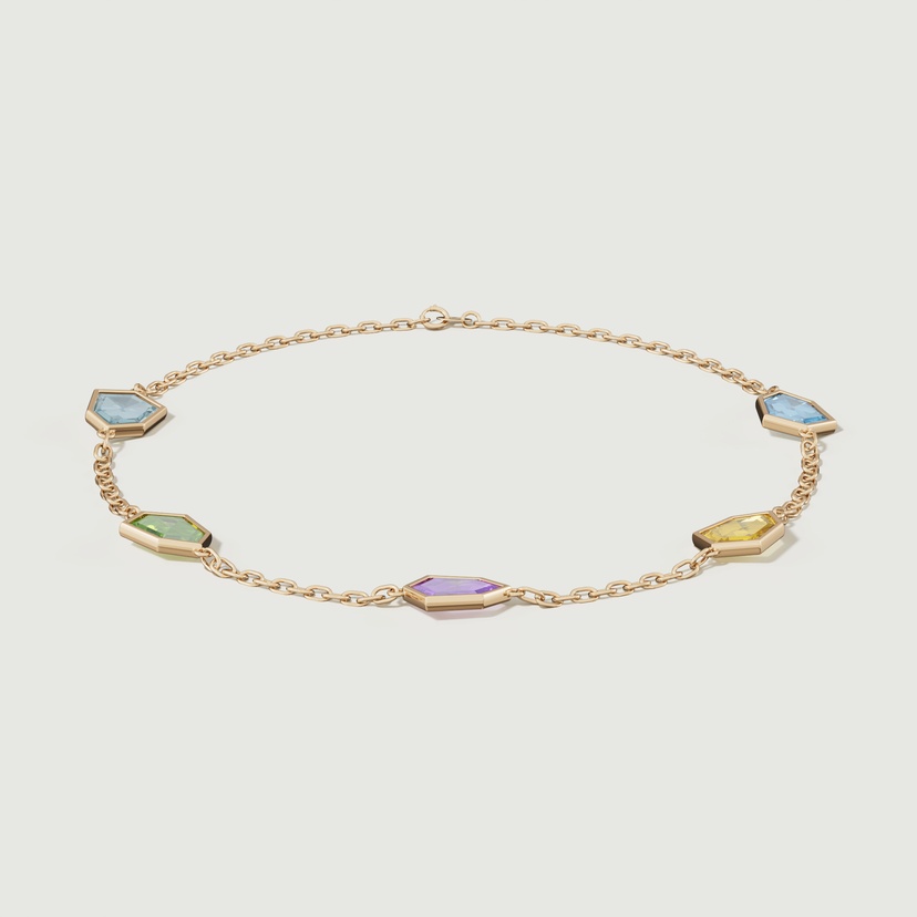 Spring 18k Yellow Gold Bracelet With Amethyst Citrine Peridot And London Blue Topaz