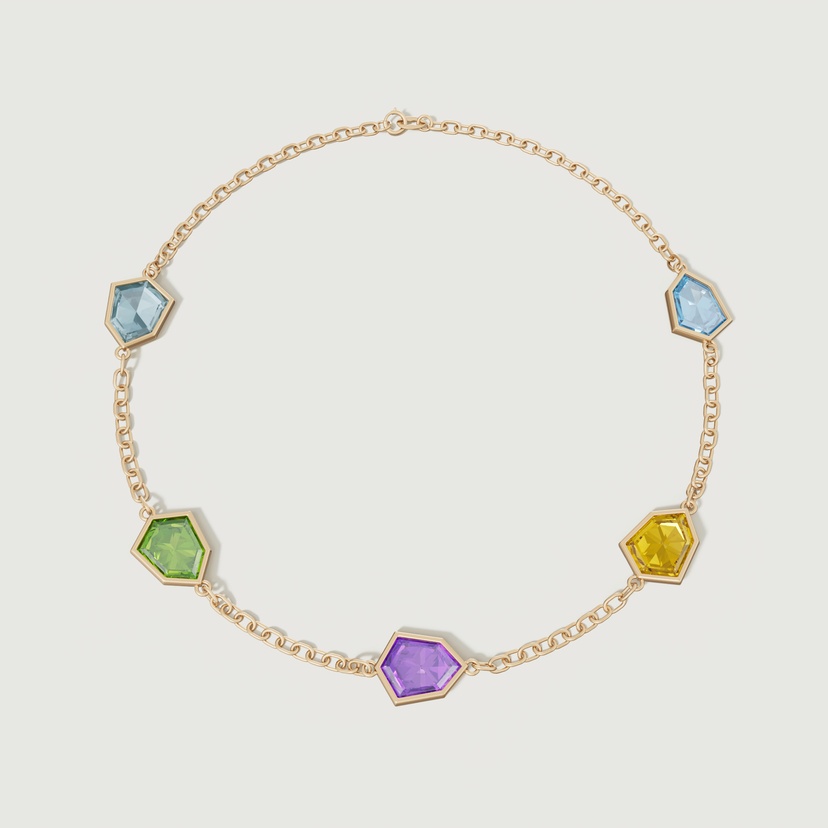 Spring 18k Yellow Gold Bracelet With Amethyst Citrine Peridot And London Blue Topaz