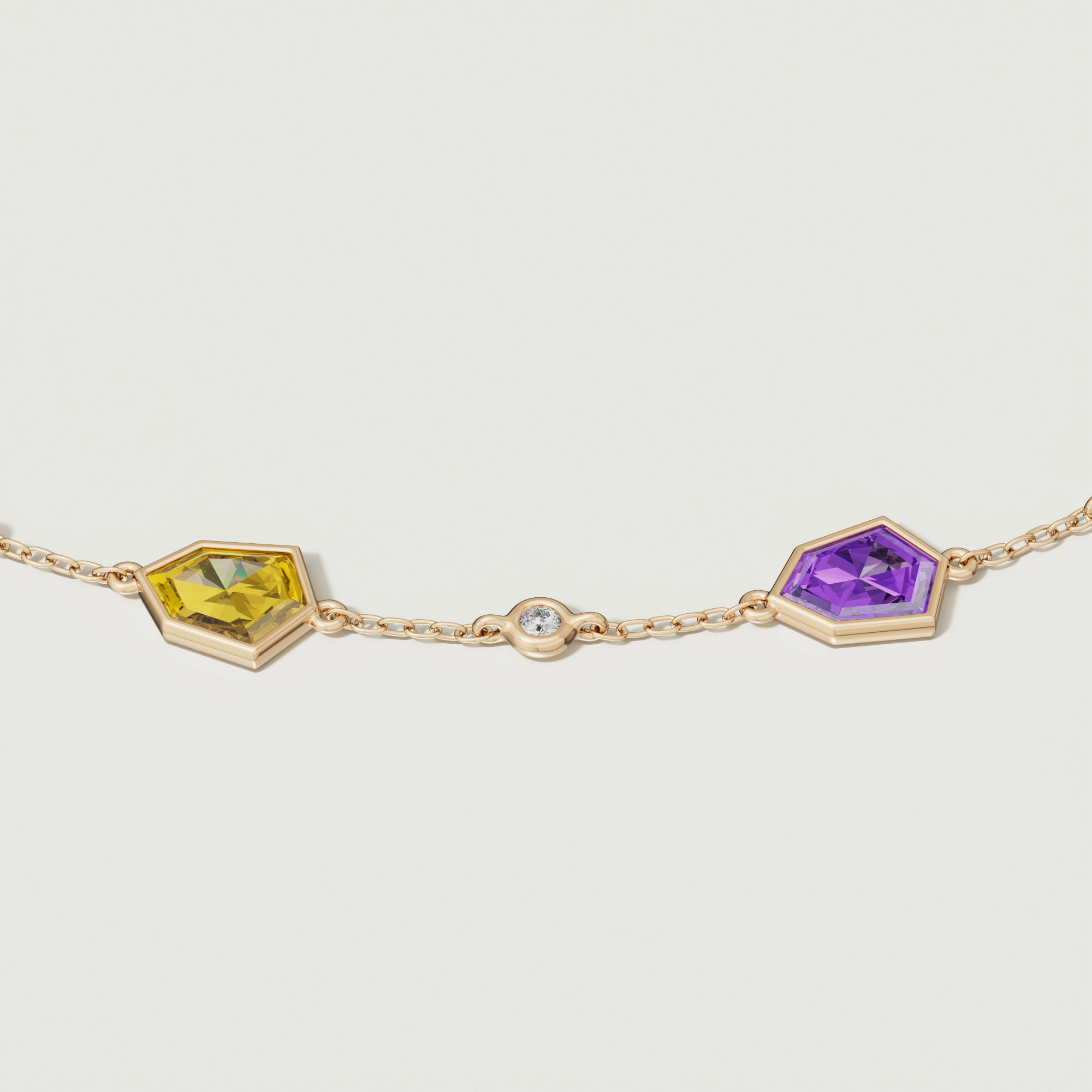 Colored Rosette Diamond Bracelet in 18K Yellow Gold