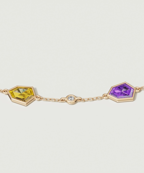 Spring 18k Yellow Gold Bracelet With Amethyst Citrine Peridot Swiss Blue Topaz London Blue Topaz And Diamond