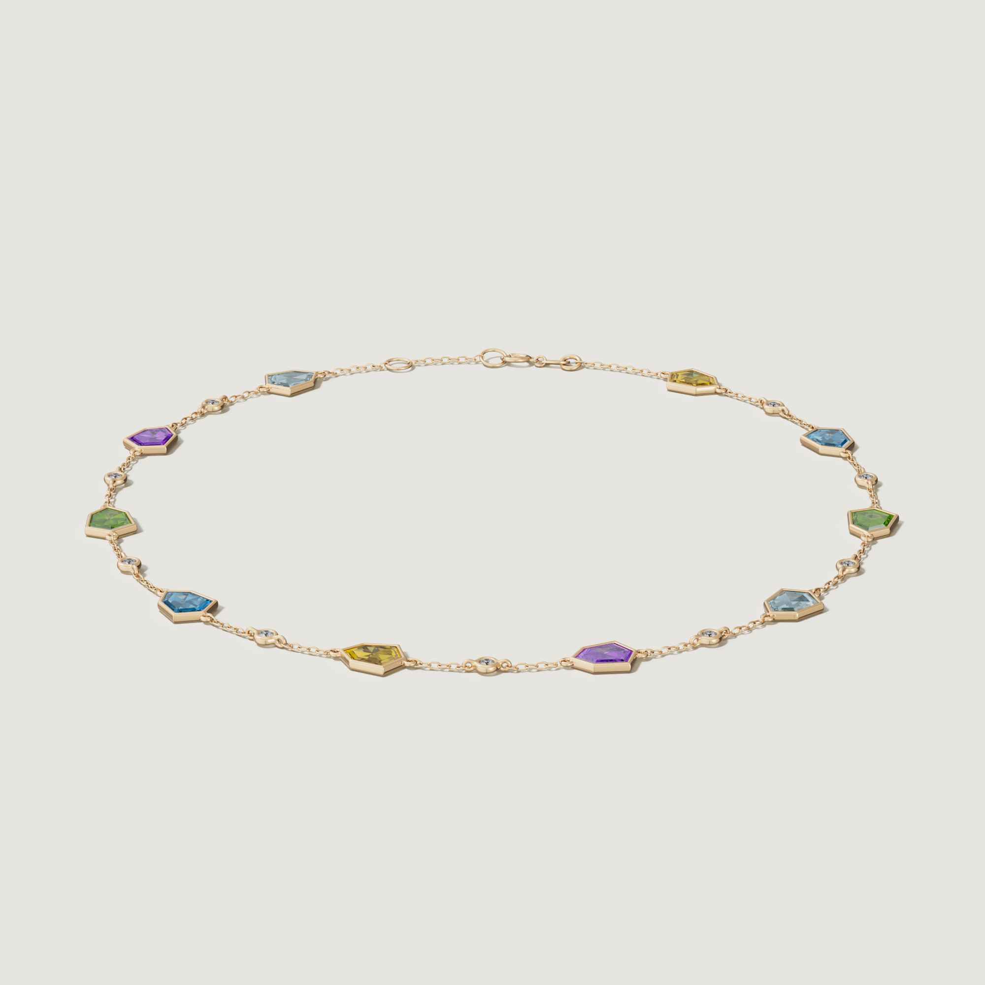 Colored Rosette Diamond Bracelet in 18K Yellow Gold