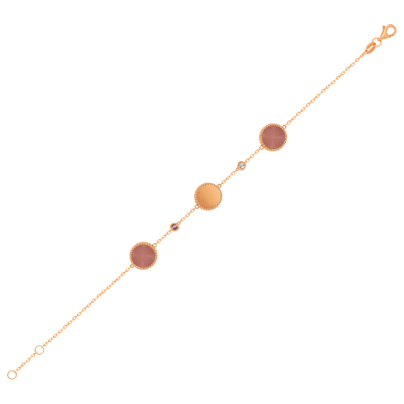 Lace Triple Medallion Bracelet In 18k Rose Gold With Pink Opal Pink Sapphire And Diamonds