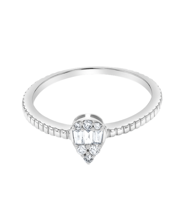 Onesixeight Pear Shaped Diamond Ring Eternity Band 18K White Gold