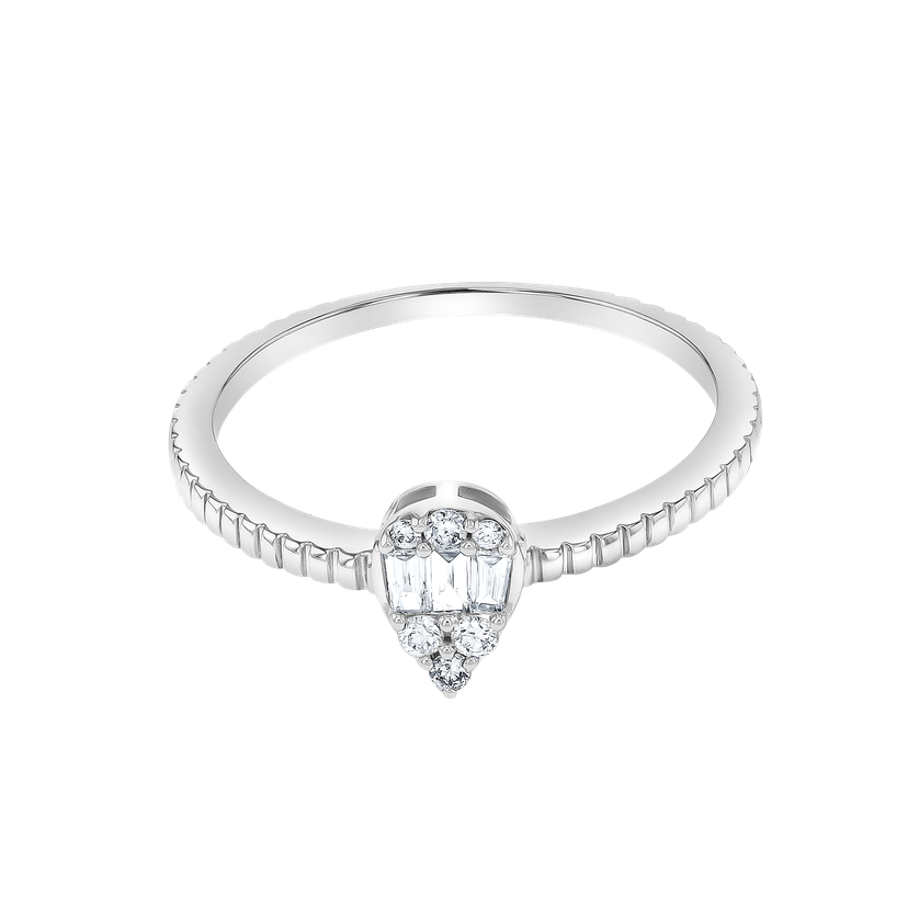 Onesixeight Pear Shaped Diamond Ring Eternity Band 18K White Gold
