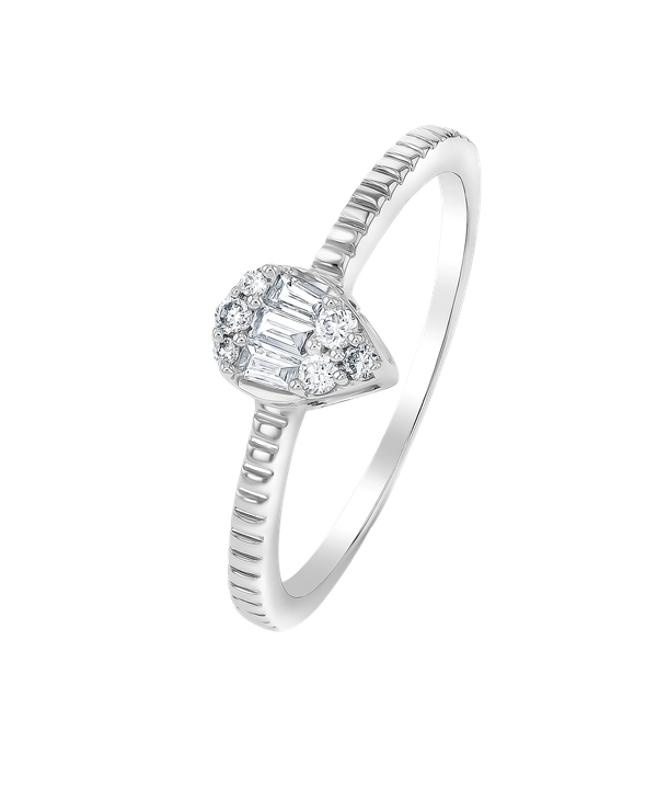 Onesixeight Pear Shaped Diamond Ring Eternity Band 18K White Gold