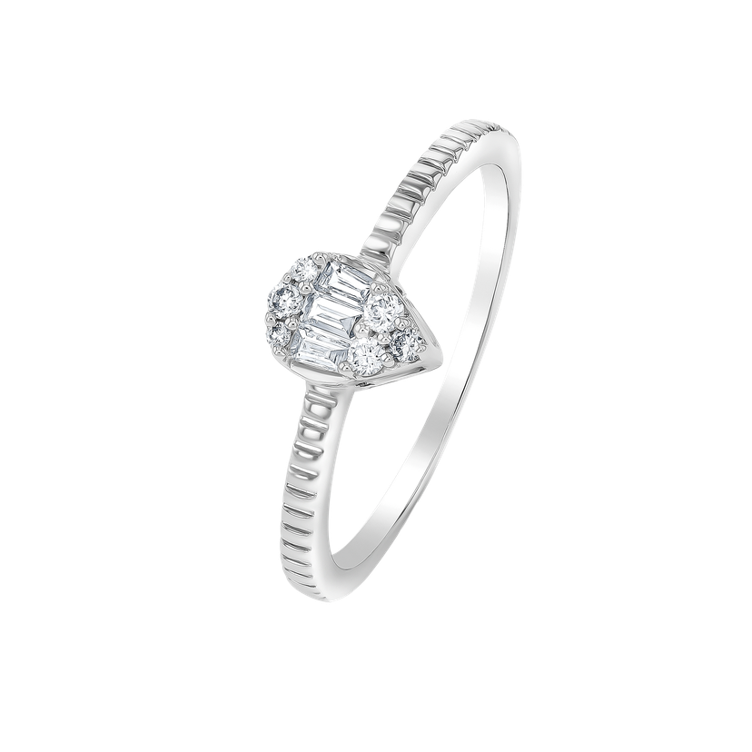 Onesixeight Pear Shaped Diamond Ring Eternity Band 18K White Gold