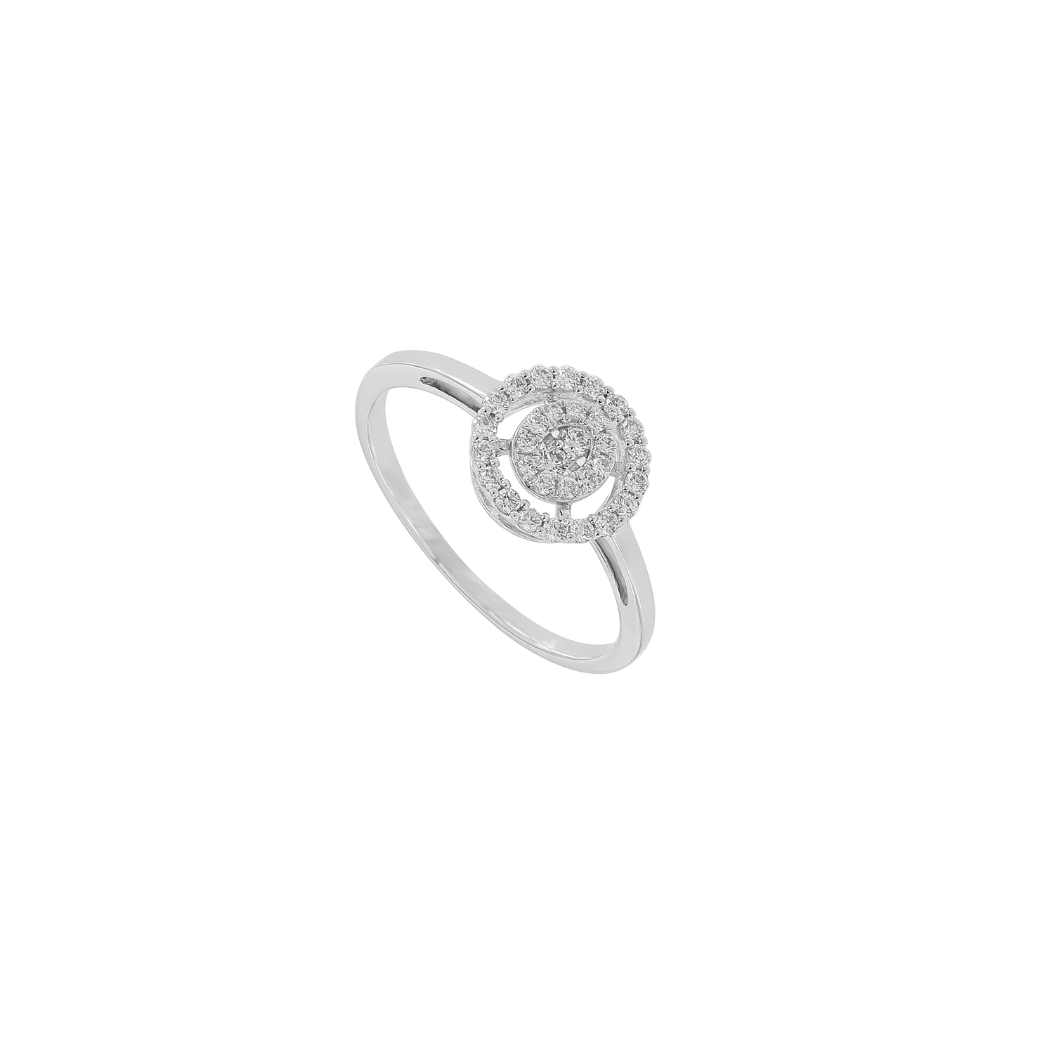 Illusion Round 18k White Gold Ring