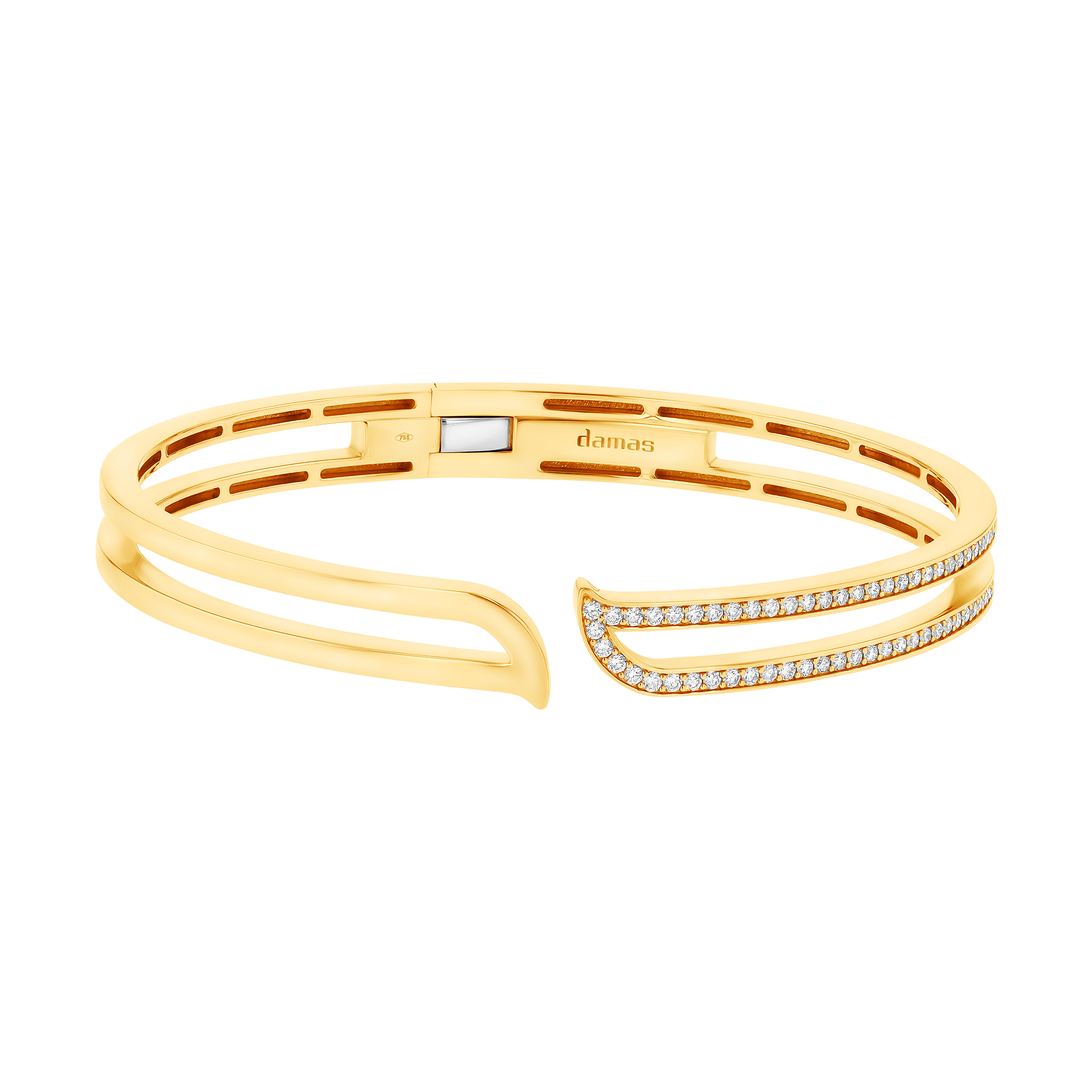Eternal Half Paved Diamond Bangle In 18K Yellow Gold