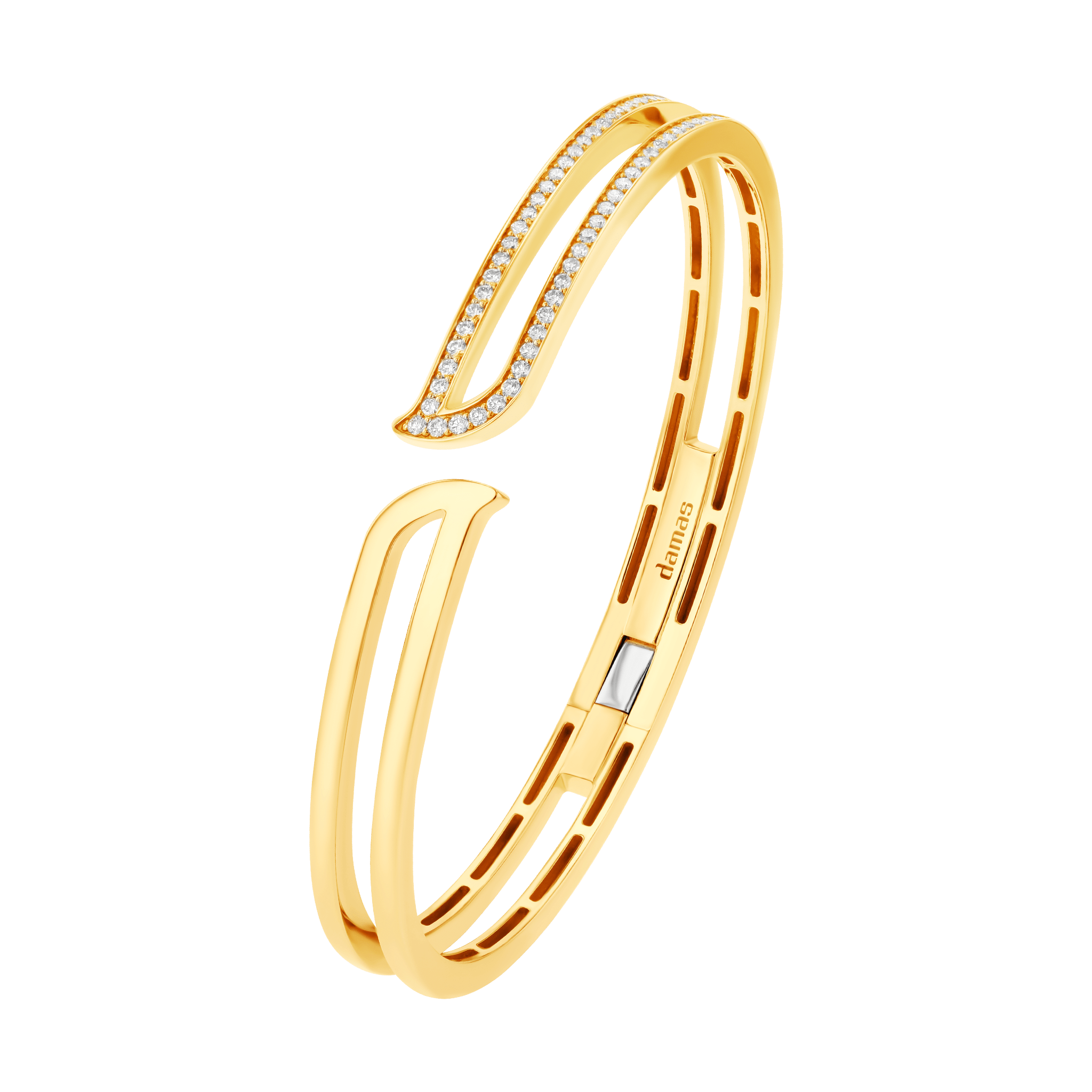 Eternal Half Paved Diamond Bangle In 18K Yellow Gold