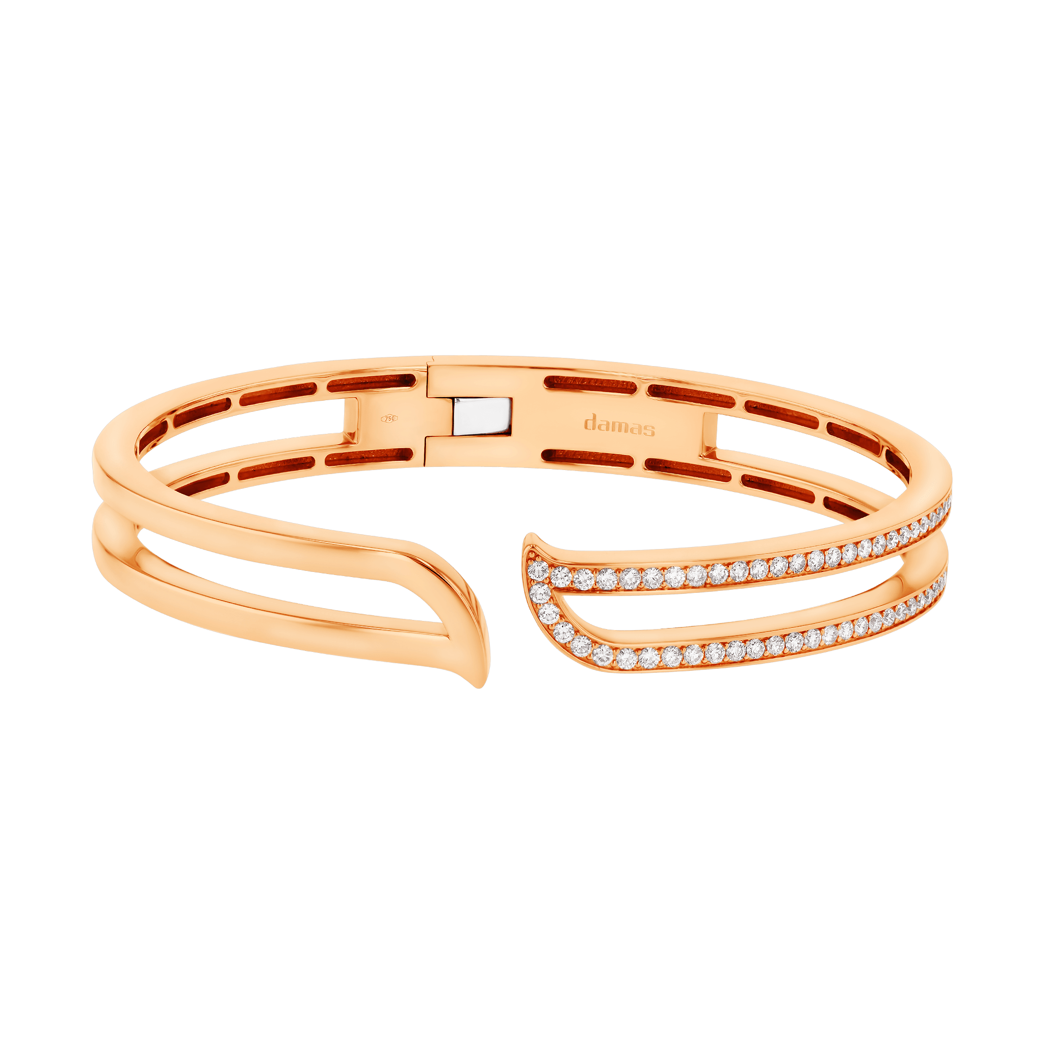 Eternal Half Paved Diamond Bangle In 18k Ronesixeight Gold