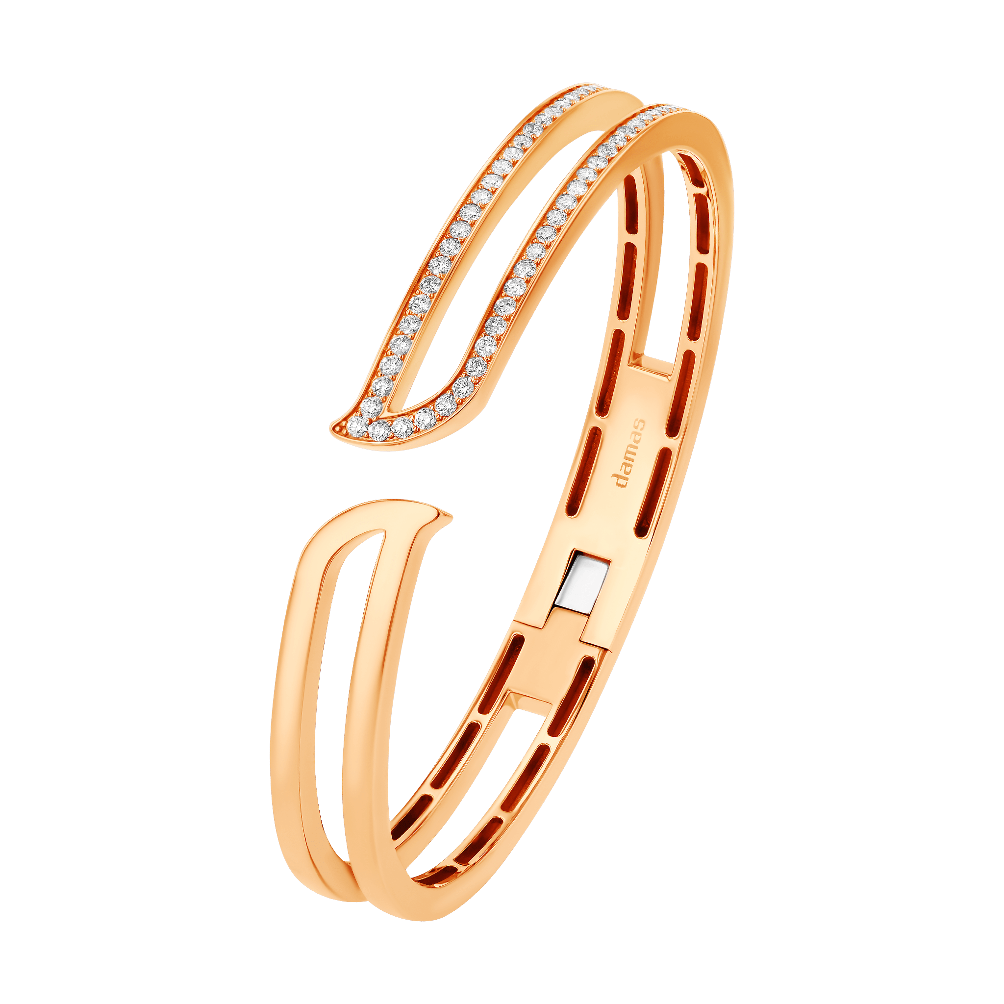 Eternal Half Paved Diamond Bangle In 18k Ronesixeight Gold