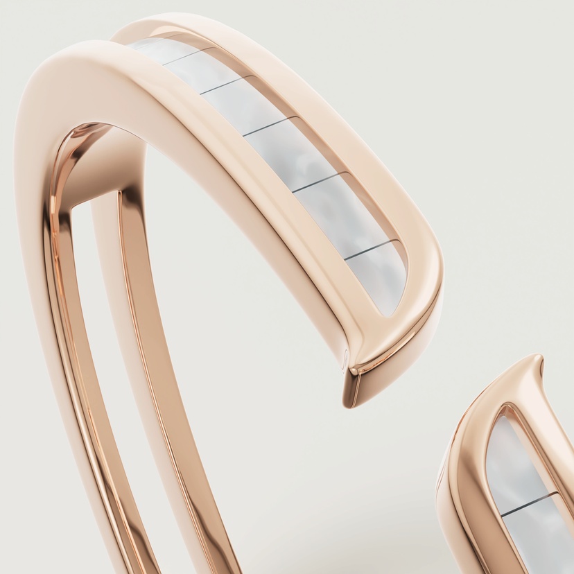 Mosaic 18k Rose Gold Mother Of Pearl Bangle
