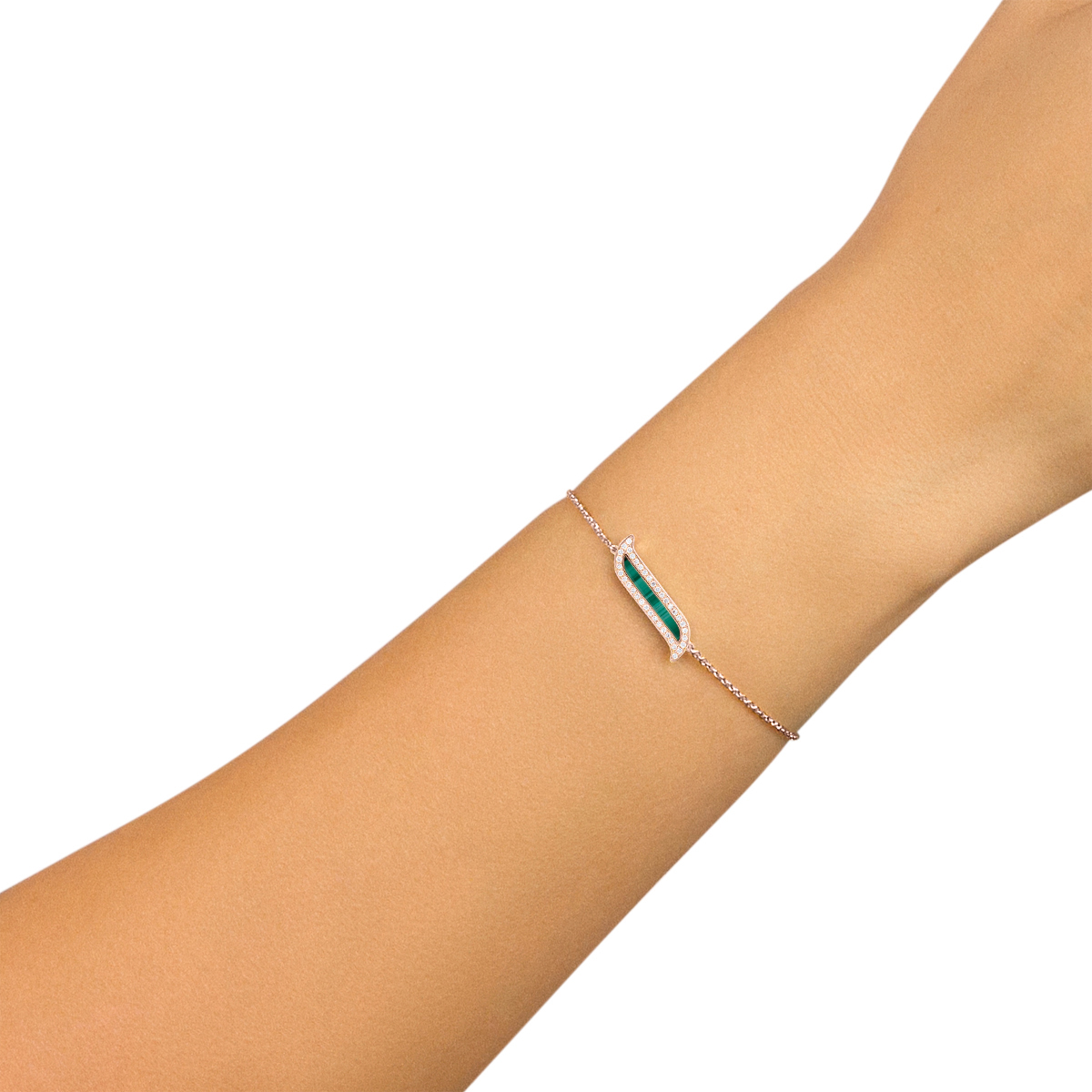 Mosaic Malachite & Diamond Bracelet In 18k Rose Gold