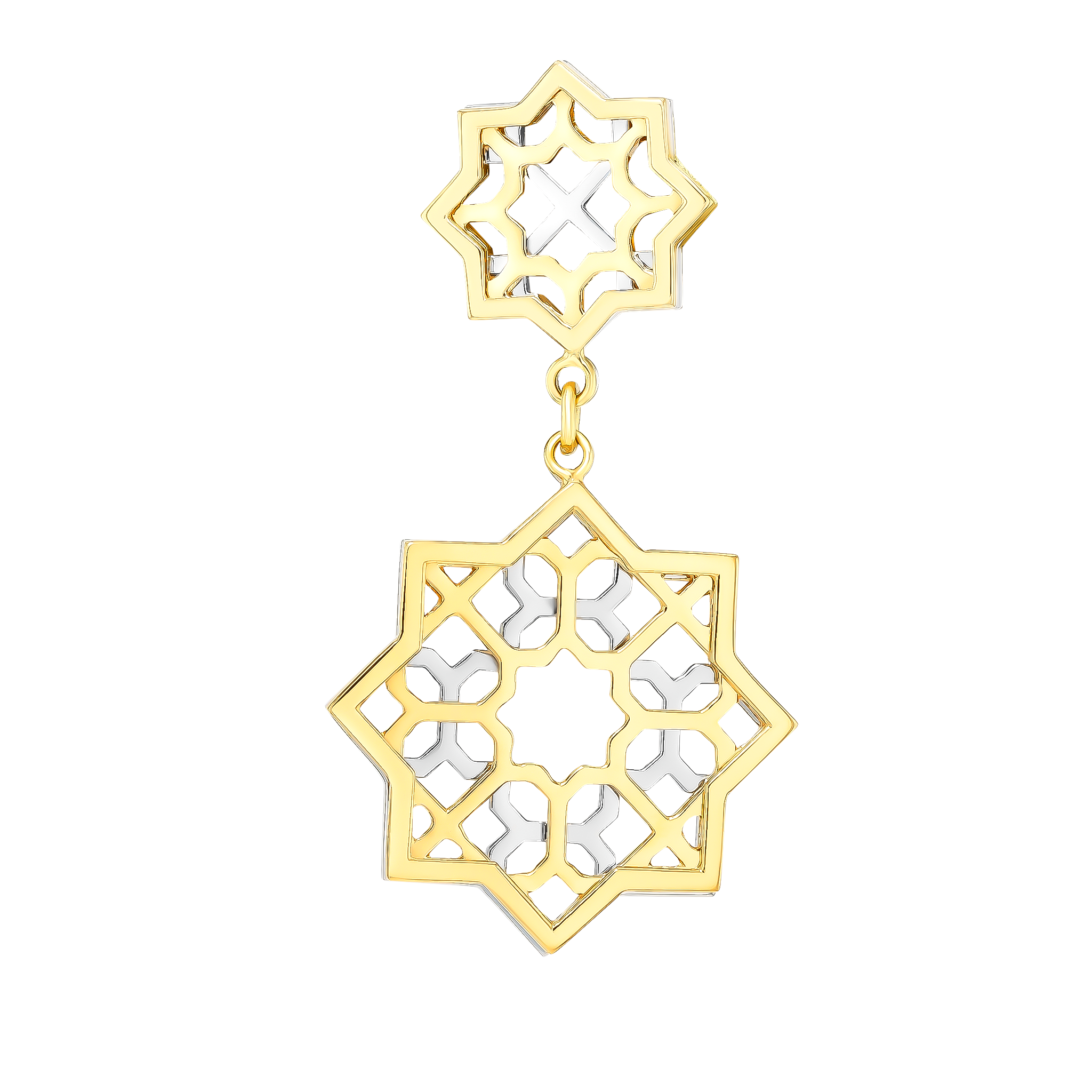 Al Qasr Star Earrings In 18k Yellow And White Gold