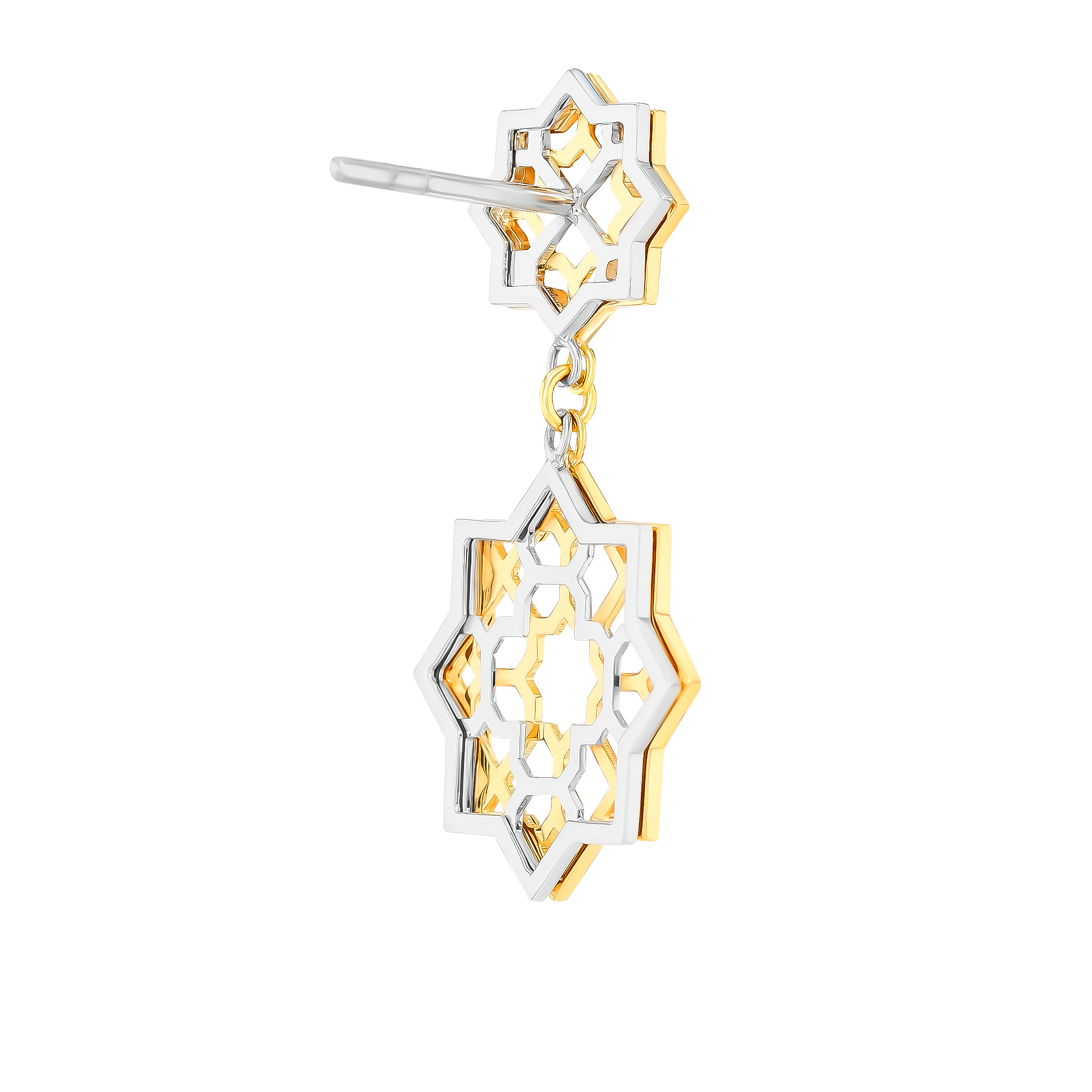 Al Qasr Star Earrings In 18k Yellow And White Gold