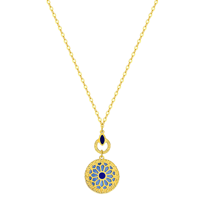 Athens Mother Of Pearl Reversible Necklace in 18K Yellow Gold