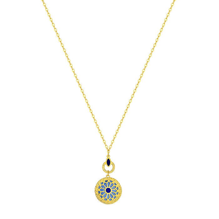 Athens Mother Of Pearl Reversible Necklace in 18K Yellow Gold