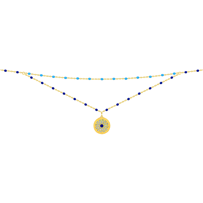 Athens  Mother Of Pearl Reversible Necklace in 18K Yellow Gold
