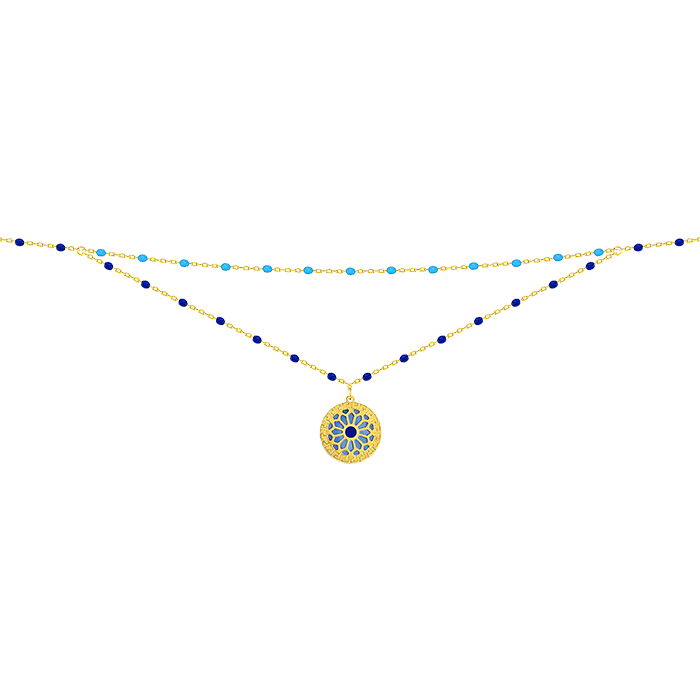Athens  Mother Of Pearl Reversible Necklace in 18K Yellow Gold