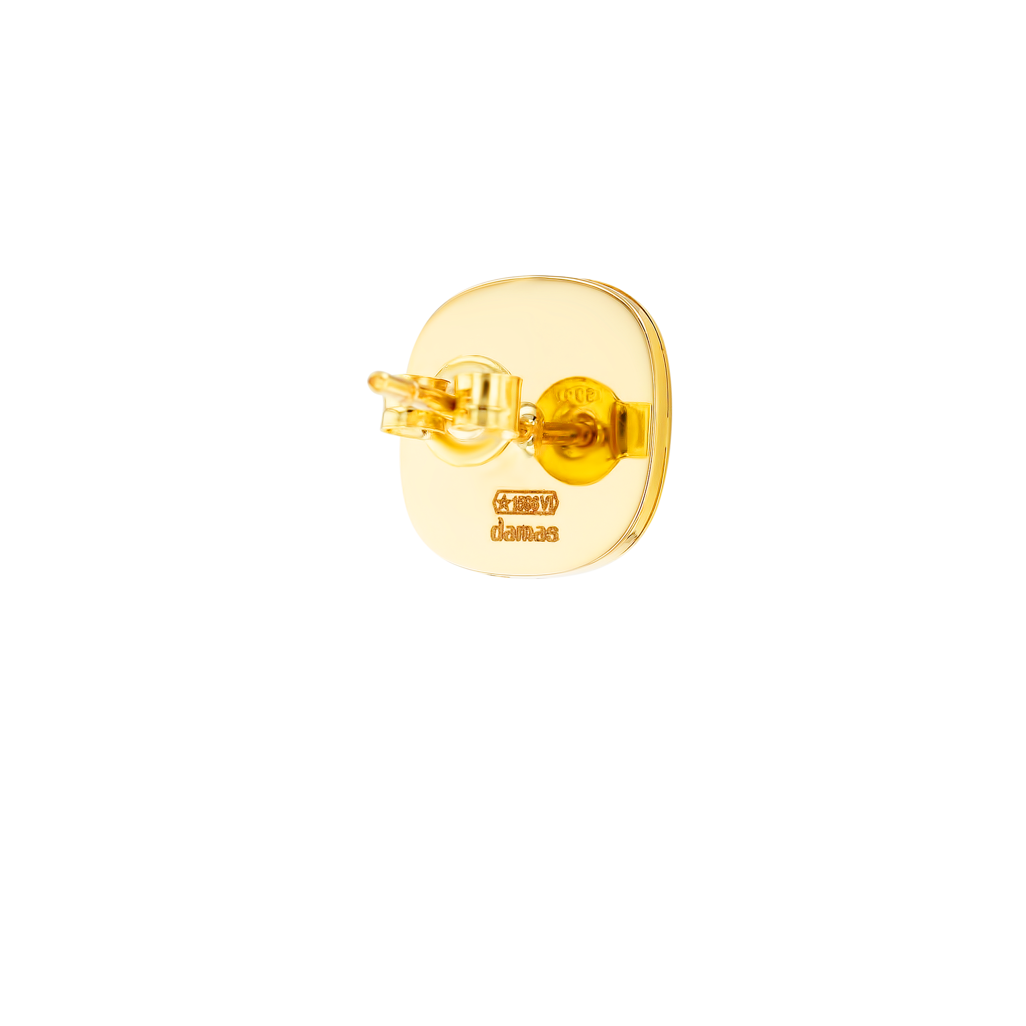 Magical Dusk Mother Of Pearl Big Square Stud Earrings In 18K Yellow Gold