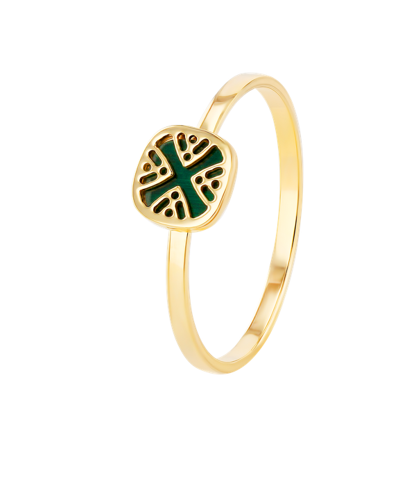 Alhambra Palace Mother Of Pearl Ring Small Square Motif In 18k Yellow Gold
