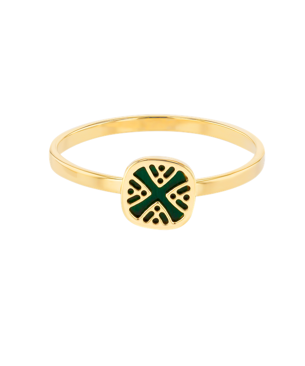 Alhambra Palace Mother Of Pearl Ring Small Square Motif In 18k Yellow Gold