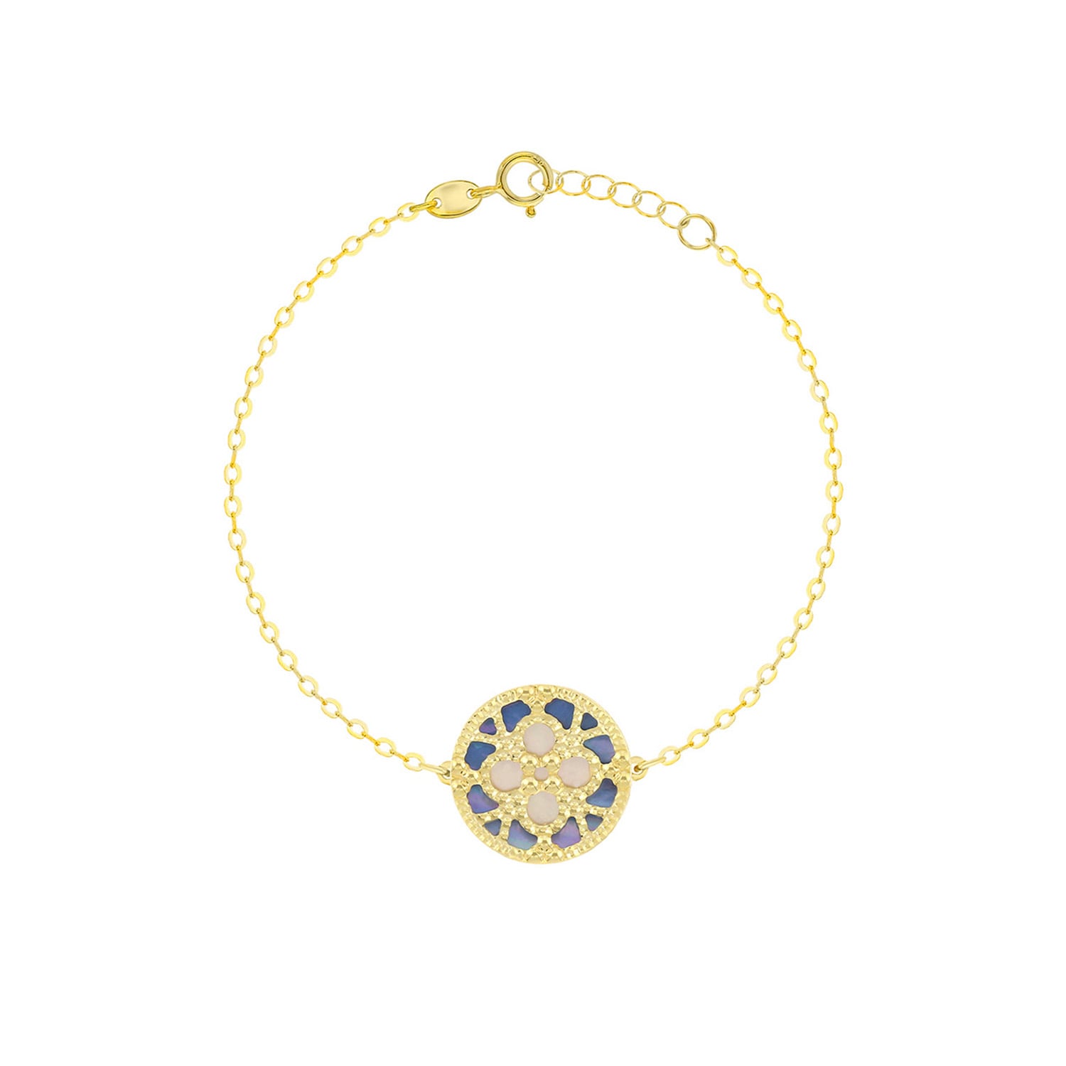 Istanbul Mother Of Pearl Reversible Bracelet in 18K Yellow Gold