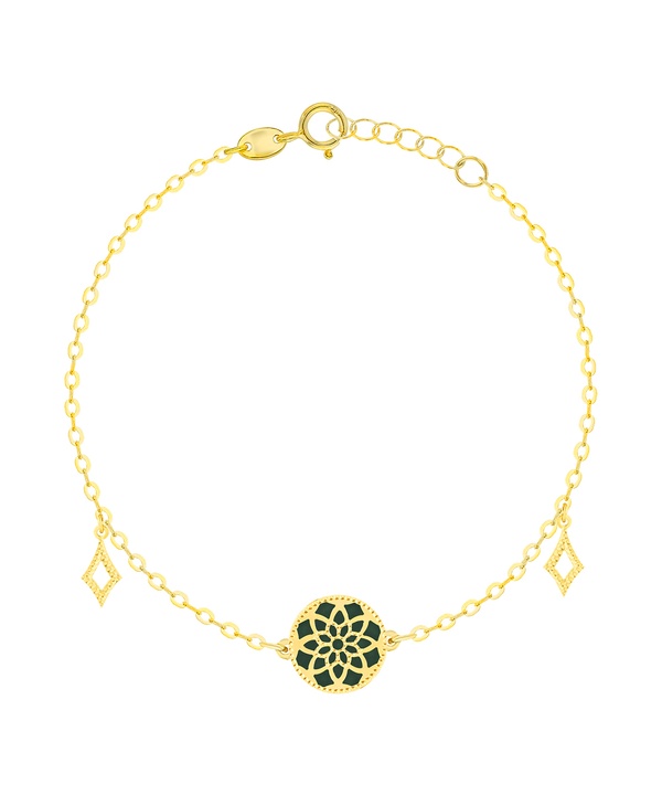 Madinah 18K Yellow Gold Emerald Green And White Mother Of Pearl Bracelet