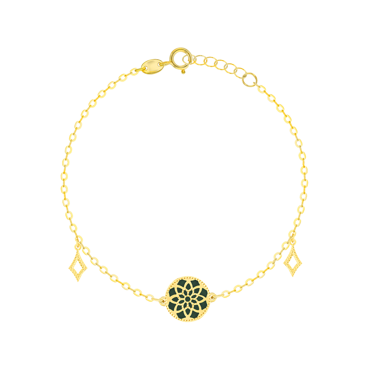 Madinah 18K Yellow Gold Emerald Green And White Mother Of Pearl Bracelet