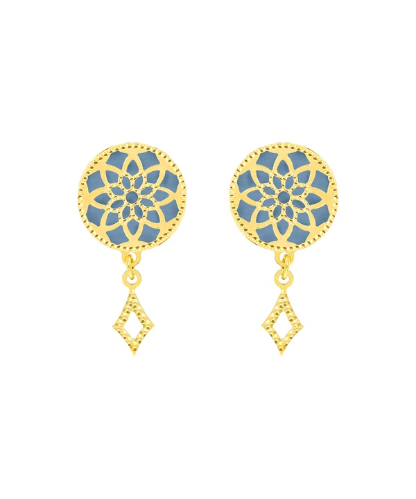 Madinah 18K Yellow Gold Sky Blue Mother Of Pearl Earrings