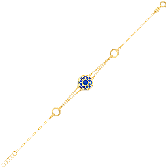 Marrakesh 18K Yellow Gold Bracelet With Blue And Green Mother Of Pearl