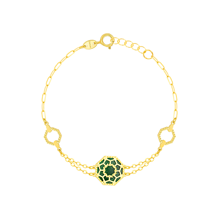 Marrakesh 18K Yellow Gold Bracelet With Blue And Green Mother Of Pearl