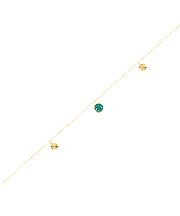 Roma Anklet In 18k Yellow Golf With Turquoise Blue Mother Of Pearl
